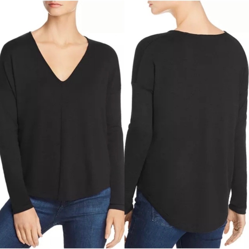 rag & bone/JEAN Women's M Hudson Black V-Neck Long Sleeve Relaxed Top